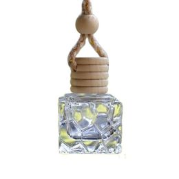7ML Small Glass Clear Empty Square Perfume Bottle Wood Cap with String Essential Oil Vials Cosmetic Packaging 30pieces