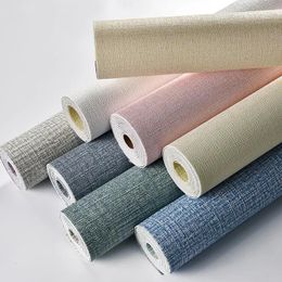 Wallpapers PVC Waterproof Self Adhesive Wallpaper Silk Linen Embossing For Living Room Bedroom Home Decor