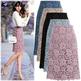 Women A-line Skirt Lace Elegant Office Skirts Black Pencil Velvet Skirt For Women Warm Skirts Knee-length High Waist 210721