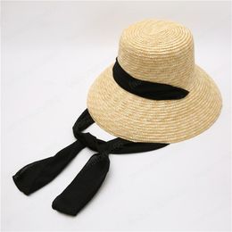 Fashion Wide Brim Floppy Straw Hat Big Ribbon Sun Hat Beach Women Summer Hat UV Protect Travel Cap Female