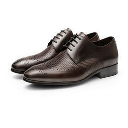 Full Grain Genuine Leather Brock Brand Brogue Carved Oxford Men Shoes Fashion Lace Up Dress Formal Business Office Shoes Men C49