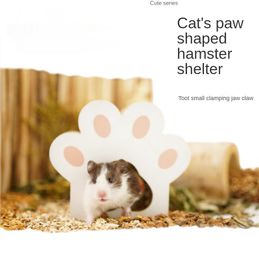 Small Animal Supplies Cat Shape Wooden Hamster Shelter Nest Cage Landscaping Accessories