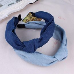 Hair Accessories Girls Headband Denim Leisure Bowknot Headbands Solid Korean Jeans Blue Bows Band Women Barrette