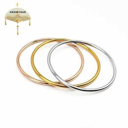 Stainless Steel Round Woman Jewellery Bracelets Bangle Silver Colour Rose Gold Simple Matel Size 65mm Q0719