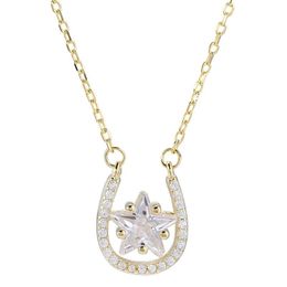 Pendant Necklaces 2021 Fashion Women U-Shaped Five Pointed Star Diamond Inlaid Chain Necklace Light Luxury Party Jewelry