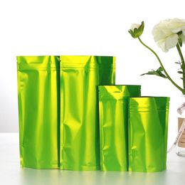 400Pcs Green Aluminium Foil Stand up Mylar Packaging Bags Resealable Packing Pouch Various Sizes Ziper Lock Food Storage Bag