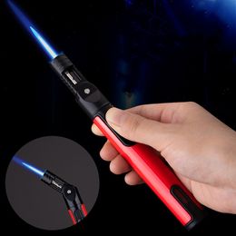 New Windproof Long Strip Pen Spray Gun BBQ Kitchen Stove Torch Igniter Metal Butane Gas Refillable Lighter Jet Household Candle Welding Tool Gift
