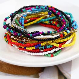 Link, Chain 24pc Handmade Colourful Beads Anklet Bracelet Elastic Feet And Jewellery Bohemian Style Holiday Beach Colour