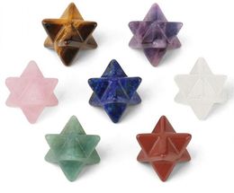 Garden Decorations Quartz Crystal Points Merkaba Star for Healing stones Reiki Spiritual Divine Therapy Energy, Pocket Stone Eight-Pointed Stars 1"