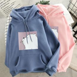 Harajuku Oversized Casual Vintage Korean Pullovers Hoodies Ulzzang Women Loose Plus Size Tops Kangaroo Pocket Kawaii Sweatshirts 201102