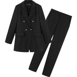 High quality professional women's suits pants Autumn large size slim black ladies small Female trousers 210527