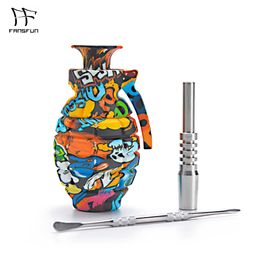 6.7 Inch Grenade Silicone Neactar collect kits Smoke with Stainless Steel Tip dabber hand pipes oil rigs glass bong pipe