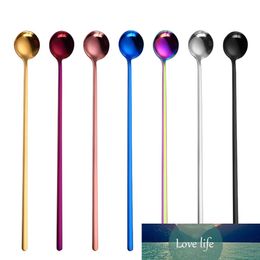 24cm Long Handled Spoon Stainless Steel Ice Cream Dessert Tea Coffee Spoon Colourful Dinnerware Flatware Kitchen Tools