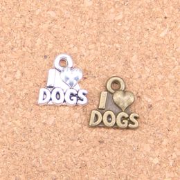 109pcs Antique Silver Plated Bronze Plated I love dogs Charms Pendant DIY Necklace Bracelet Bangle Findings 13*12mm