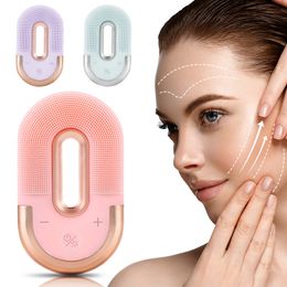Sonic Facial Cleansing Brush Silicone Face Cleanser Waterproof Electric Face Massage Exfoliation LED Therapy Inductive Beauty Skin Care Tool