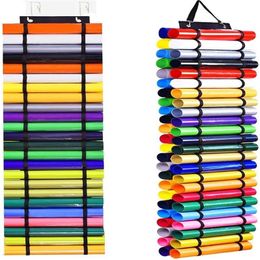 Vinyl Roll Holder Storage Rack Wall Mount Craft Organiser Partitions Hanging Pocket Behind The Door 211112