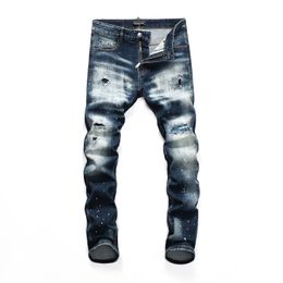 DSQ PHANTOM TURTLE Men's Jeans Mens Italian Designer Jeans Skinny Ripped Cool Guy Causal Hole Denim Fashion Brand Fit Jeans Men Washed Pants 65217