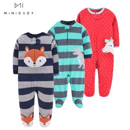 Merk Bebek Romper Meisjes Rompertjes Kinderen Lente Kleding Pasgeboren Jongens Bebek Vücut Meisjes Polar Karikatür Kleding Lange Mouw_xm