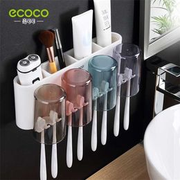 ECOCO Bathroom Toothbrush Holder Bathroom Organiser Electric Toothbrush Holder Wall Bathroom Accessories Set Home Accessories 211130