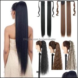 wavy straight hair Australia - Products Synthetic Wigs Azqueen Long Straight Wavy Hairpiece With Ponytail Womens Daily Wear Is Extra 85Cm Pony Tail Hair Drop Delivery 2021