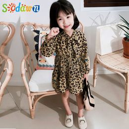 Sodawn girl dresses kids dress for girls fashion leopard long sleeve princess dress children'clothing autumn girl clothes 210303