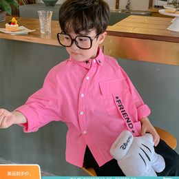 Boy's Cotton Long-Sleeved Shirt Fashion Big Boy Boy's Baby Shirt Children's New Style Autumn Coat 210306