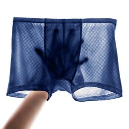 Underpants Men Boxer Underwear Mesh Ice Silk Transparent Breathable Comfortable Briefs Sexy Ultra-thin See Through Panties