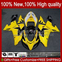 Motorcycle Bodys For KAWASAKI NINJA ZX 10R 10 R 1000 CC ZX10R 06 07 Bodywork 14No.59 ZX-10R ZX1000 1000CC 2006 2007 ZX1000C ZX1000CC 2006-2007 Fairing Kit yellow black