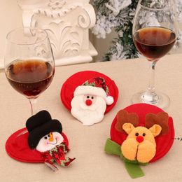 Christmas Ornaments Red Wine Coaster Christmas Wine Glass Foot Cover Table Decoration For Xmas Gifts JJB11096