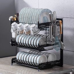 3 Tiers Kitchen Dish Rack Tableware Bowls Chopsticks Storage Rack Dish Drying Drain Shelf Holder Organiser