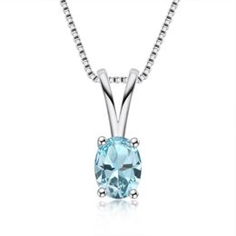 Wong Rain Natural 925 Sterling Silver Oval Cut Blue Topaz Citrine Amethyst Engagement Creative Pendant Necklace Fine Jewelry