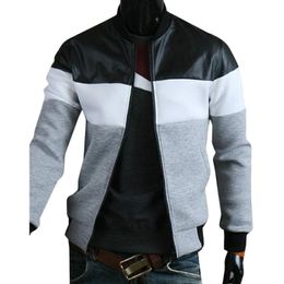 Mens Jackets Fashion Clothing Trends Colour Block Zip Up Coat Mens Long Sleeve Casual Outwear L-3XL Men Bomber Jacket