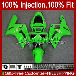 Injection Mould Fairings For KAWASAKI NINJA ZX-6R ZX-636 ZX 6R 600 CC 6 R ZX636 03-04 Bodywork 8No.100 ZX 636 600CC ZX6R 03 04 ZX600C ZX600 2003 2004 OEM Bodys glossy green