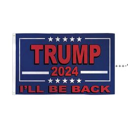 NEWTrump 2024 I will Be Back Flags 3x5ft, Hanging Custom Printing Advertising Custom Made Flag Banners, Double Stitching RRD12603