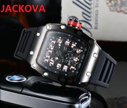 Top Luxury Mens Watch 43mm Quartz Chronograph Digital Number Wristwatch Iced Out Hip Hop Rubber Strap Sport Men Women Male watches top design Nice clock