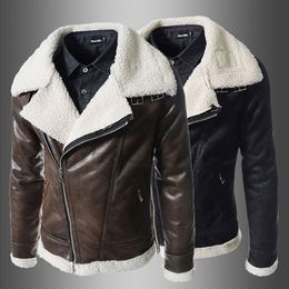 Men camouflage lamb woolen casual fur collar plush high-grade faux leather jacket European style Dropshipping top coat