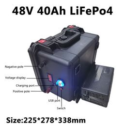 GTK 48V 40Ah LiFepo4 lithium battery pack with BMS for solar power system electric Vehicle motorcycle boat electric +Charger