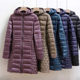 SEDUTMO Winter Womens Down Jacket Long Casual Remove Hooded Coat Puffer Slim Parka ED1289 211018