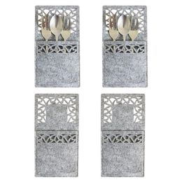 Mats & Pads 4pcs Christmas Tableware Pocket Grey Snowflake Knife Fork Bag Table Decoration Non-Woven Fabric Cutlery Cover Festival Decor