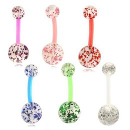 Acrylic UV Belly Button Rings for Women Girls Screw Navel Bars Bell Body Helix Piercing Cartilage Mix 6 Colors