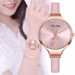 wholesaler gifts UK - Wristwatches 2021 Women Watches Leather Spuer Thin Strap Watch Casual Luxury Ladies Dress Gift Clock Relojes Para Mujer