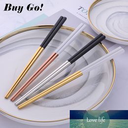 1Pair Luxury 304 Stainless Steel Square Chopsticks Household Titanium Gold Rose Sushi Hashi Colourful Chinese Japanese Chopsticks