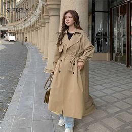 SLPBELY Women Trench Coat Windbreaker White Double Breasted Korean Style Lady Office Coat With Belt Female Outerwear Spring 211012