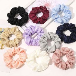 Women Hair Scrunchies Two Layers Splice Hair Ring Lace Elastic Hairbands Ponytail Holder Sweet Hair Rope Accessories
