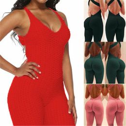 Womens Solid Colors Yoga Jumpsuits Fashion Trend Seamless Sports Hip Lift Legging Spring Female Sexy Backless Hollow out Skinny Rompers