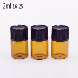 Hot Selling 2ML Amber Glass Bottles Mini Glass Vial Bottle With Orifice Reducer And Cap For Essential Oils DH2031