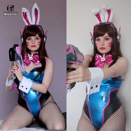 ROLECOS DVA Cosplay Women Sexy Costume Song hana Bunny Girl Cotume Game OW Jumpsuit Romper Over Watch Y0913