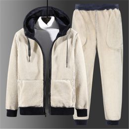 Winter Men Fleece Tracksuits Mens Thick Warm Hoodies+Sweatpants Suit Man Hooded Sweatshirt Sets Male Oversize Suits 6XL 8XL 211123