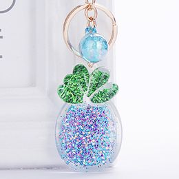 10Pieces/Lot Acrylic sequined pineapple keychain pendant transparent sequined fruit keychain fruit car key chain pendant