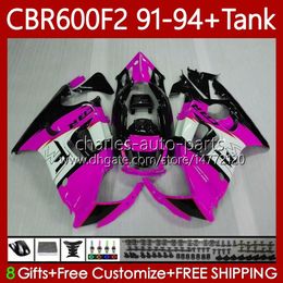 Bodywork +Tank For HONDA CBR600F2 600CC 600FS 91-94 Body 63No.158 Pink black CBR 600 600F2 CBR600 F2 FS CC 1991 1992 1993 1994 CBR600FS CBR600-F2 91 92 93 94 Fairing Kit